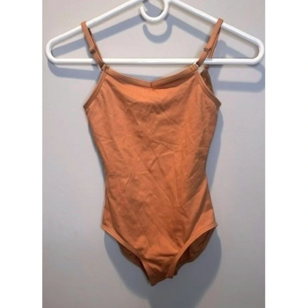 Capezio Kids Tan Nude Cami Leotard Adjustable Straps TB1420C Medium NEW